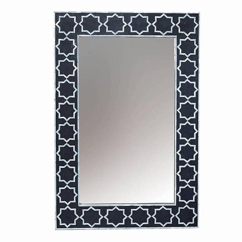 Зеркало Inlaid Bone Black Белый Черный Зеркало Inlaid Bone Black Белый Черный в Грозном | Loft Concept