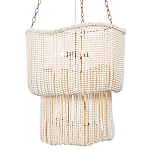 Двухъярусная люстра с подвесками из круглых деревянных бусин белая White Beads Two-tier Chandelier варинант исполнения - 1 | Loft Concept в Грозном