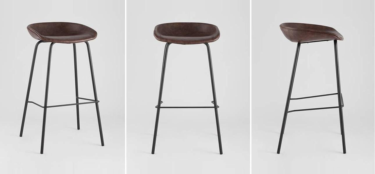 Стул Барный без Спинки Винтажная Коричневыя Экокожа Vendramin Bar Chair Стул Барный без Спинки Винтажная Коричневыя Экокожа Vendramin Bar Chair - Loft-Concept в Грозном