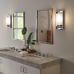 Бра для ванных комнат с цилиндрическим плафоном на прямоугольном зеркальном основании Feiss варинант исполнения - 2 | Loft Concept в Грозном