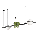 Подвесной светильник линейный с 2-мя шарообразными плафонами и цилиндрическим спотом Light of Еyes варинант исполнения - 8 | Loft Concept в Грозном