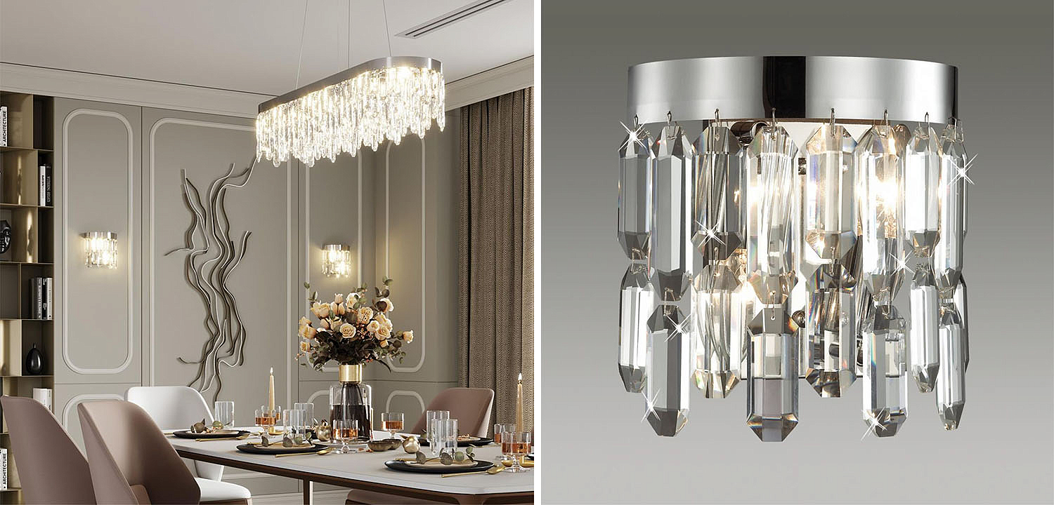 Бра Crystal Polyhedrons Wall Lamp Chrome Бра Crystal Polyhedrons Wall Lamp Chrome - Loft-Concept в Грозном