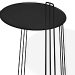 Стол журнальный круглый с серой столешницей из стекла на 4-х черных ножках Gray and Gold Marble варинант исполнения - 3 | Loft Concept в Грозном