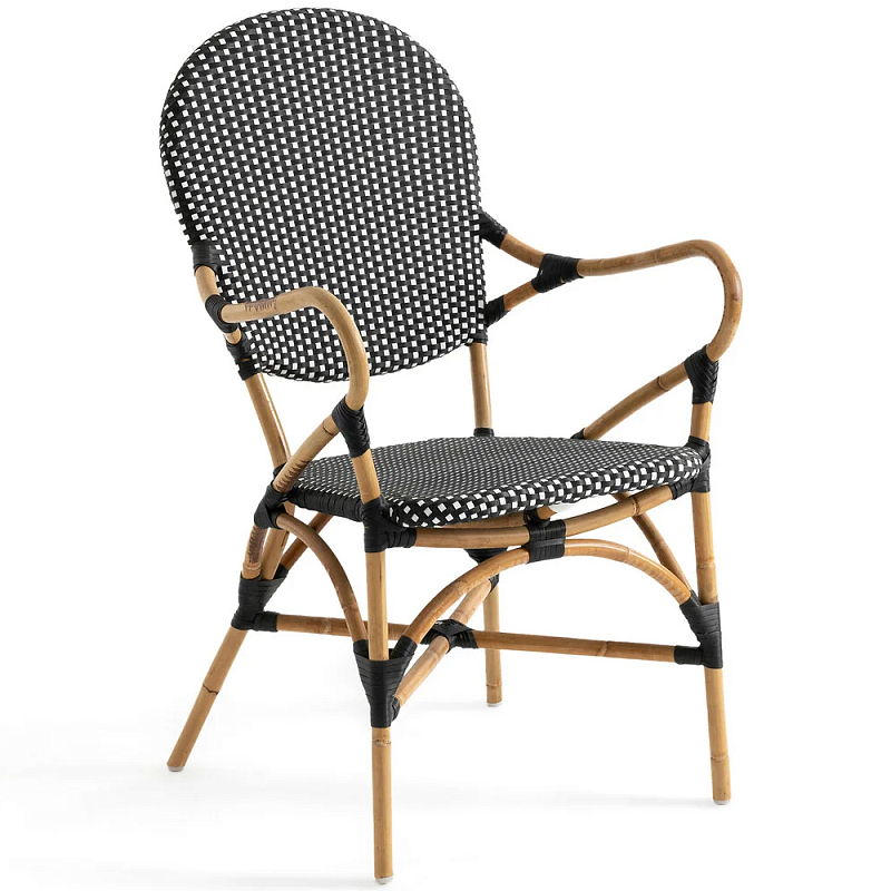 Кресло плетеное из ротанга Ronald Black White Rattan Chair Коричневый Черно-белый Кресло плетеное из ротанга Ronald Black White Rattan Chair Коричневый Черно-белый в Грозном | Loft Concept