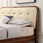 Кровать двуспальная с каркасом из дерева и мягким изголовьем Moon Walnut Bed варинант исполнения - 2 | Loft Concept в Грозном