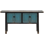 Деревянная консоль в китайском стиле с дверцами голубая Qin Console Table Blue варинант исполнения - 1 | Loft Concept в Грозном