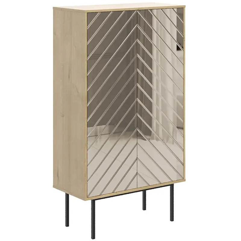 Шкаф с 2-мя зеркальными дверцами Serena Mirror Cabinet Бежевый Черный Зеркало Шкаф с 2-мя зеркальными дверцами Serena Mirror Cabinet Бежевый Черный Зеркало в Грозном | Loft Concept