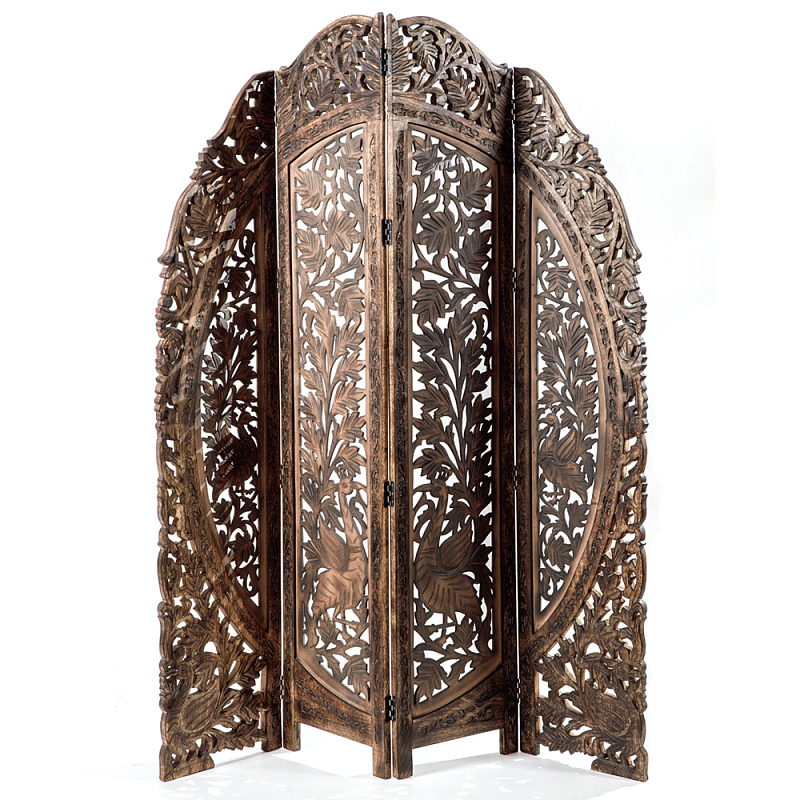Ширма с  орнаментом ручная резьба Indian Antique Furniture Коричневый в Грозном | Loft Concept 