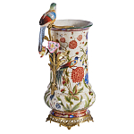 Ваза фарфоровая с птицей на бронзовой ветке и цветочной росписью Garden of Eden варинант исполнения - 1 | Loft Concept в Грозном