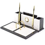 Настольный письменный набор из белого мрамора с часами Marble Accessory варинант исполнения - 2 | Loft Concept в Грозном