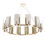 Люстра подвесная круглая с прямоугольными мраморными и золотистыми панелями на металлическом каркасе Диаметр 118 см Marble square Chandelier варинант исполнения - 2 | Loft Concept в Грозном