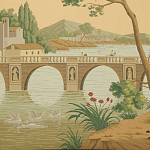 Обои ручная роспись Views of Italy Crepuscule варинант исполнения - 2 | Loft Concept в Грозном