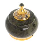 Икорница с крышкой с гравировкой из натурального камня Нефрит Decorative Cavair Dishes варинант исполнения - 6 | Loft Concept в Грозном