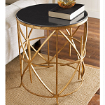 Приставной стол с металлическим золотым  основанием и чёрной столешницей Paradigm варинант исполнения - 1 | Loft Concept в Грозном