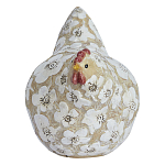 Статуэтка курица с резными белыми цветами на бежевой фактурной поверхности Rustic Chicken варинант исполнения - 1 | Loft Concept в Грозном