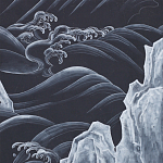 Обои ручная роспись Matsushima Waves Roka on Edo Night painted silk варинант исполнения - 1 | Loft Concept в Грозном