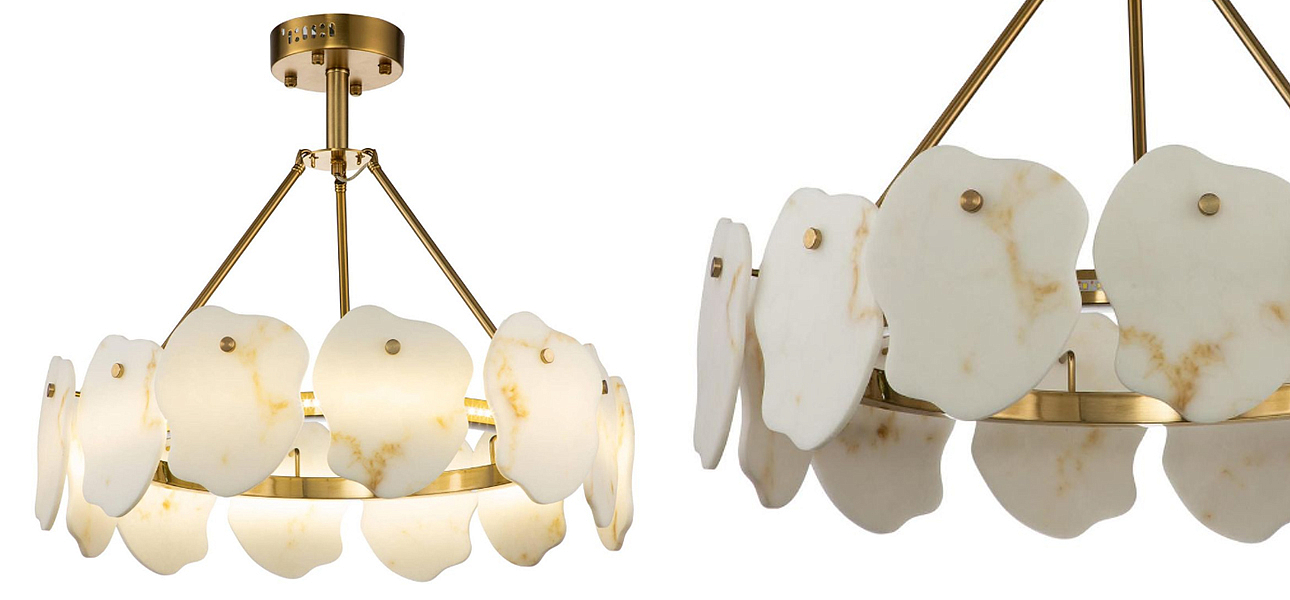 Люстра Мрамор Lucretia Marble Round Chandelier 60 см Люстра Мрамор Lucretia Marble Round Chandelier 60 см - Loft-Concept в Грозном
