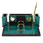 Настольный письменный набор из змеевика с часами и календарницей Successful Leader варинант исполнения - 1 | Loft Concept в Грозном