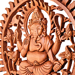 Панно из дерева круглое Ганеша Panel With Animals варинант исполнения - 2 | Loft Concept в Грозном