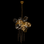 Люстра подвесная со стеклянными плафонами из дымчатого и золотистого с шестью вертикальными подвесками Gilded Mirage  варинант исполнения - 3 | Loft Concept в Грозном