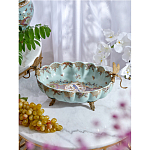 Чаша из голубого фарфора на бронзовых ножках с рисунком цветов и фигурками стрекоз Blue Garden варинант исполнения - 3 | Loft Concept в Грозном