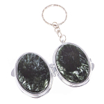 Зеркало брелок карманное двухстороннее из натурального камня Серафинит Stone Mirrors варинант исполнения - 2 | Loft Concept в Грозном