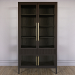 Витрина Primo со стеклянными фасадами и 2 ящиками Темный орех варинант исполнения - 1 | Loft Concept в Грозном