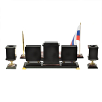 Настольный письменный набор из креноида и змеевика на бронзовых ножках Marble Accessory варинант исполнения - 4 | Loft Concept в Грозном