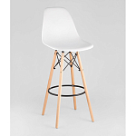 Пластиковый барный стул на ножках из массива бука Eames White варинант исполнения - 1 | Loft Concept в Грозном