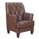 Кресло из натуральной кожи c мягкими подлокотниками на 4-х деревянных ножках из массива бука Joseph Armchair brown варинант исполнения - 1 | Loft Concept в Грозном