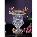 Ваза из прозрачного стекла на бронзовой подставке с ободком и ручками в виде стрекоз Eden Garden варинант исполнения - 2 | Loft Concept в Грозном