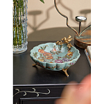 Блюдо из голубого фарфора с бронзовой птичкой Blue Garden варинант исполнения - 4 | Loft Concept в Грозном