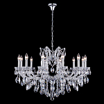 Люстра подвесная с 12-ю лампочками и прозрачными хрустальными подвесками на хромированном основании Crystal lamps варинант исполнения - 2 | Loft Concept в Грозном