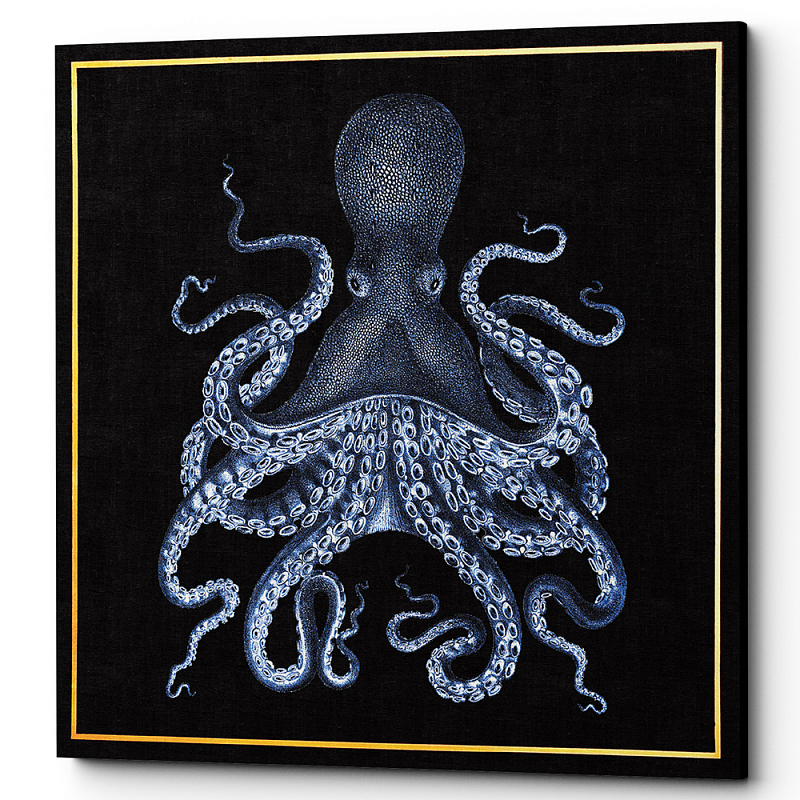 Постер Blue Octopus Poster 2 Черный Морская синь Постер Blue Octopus Poster 2 Черный Морская синь в Грозном | Loft Concept