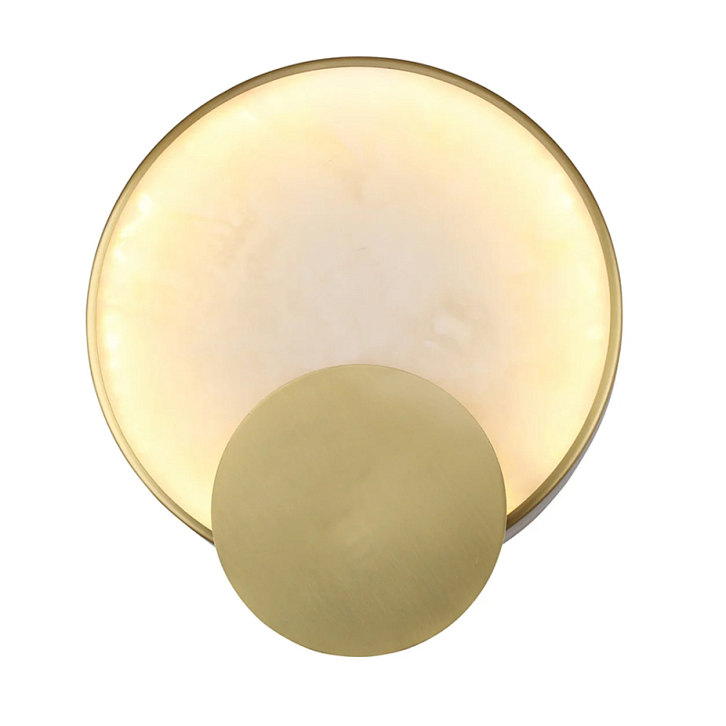 Бра в форме диска из бежевого алебастра Cryptocrystalline Stone Латунь Бежевый в Грозном | Loft Concept 