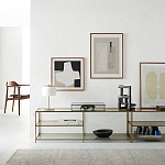 ТВ-тумба из стекла и металла Tingey Metal Glass TV Stand варинант исполнения - 4 | Loft Concept в Грозном