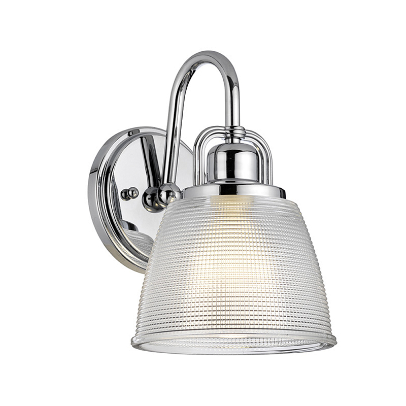 Бра с прозрачным рифленым плафоном в форме колокола Quoizel Хром Прозрачное Стекло в Грозном | Loft Concept 