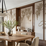 Обои с вышивкой ручной работы Deco Wisteria ﻿Midas colourway on Liso Pearl wool sateen варинант исполнения - 2 | Loft Concept в Грозном