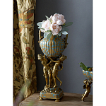 Ваза голубого цвета из фарфора с золотым растительным орнаментом и бронзовыми фигурками женщин Eden Garden porcelain and bronze варинант исполнения - 7 | Loft Concept в Грозном