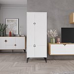 Комод белый с 4-мя дверцами на металлических ножках SPARK MULTIPURPOSE CABINET WHITE варинант исполнения - 11 | Loft Concept в Грозном