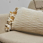 Чехол на подушку горчичного цвета с бахромой и объемным узором Ethnic mix варинант исполнения - 5 | Loft Concept в Грозном