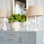 Настольная лампа с белым каркасом и тканевым абажуром Natural Stems варинант исполнения - 3 | Loft Concept в Грозном