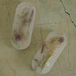 Подставка под благовония из эпоксидной смолы с цветами белая Epoxy Resin Flowers Incense Oval Stand White варинант исполнения - 2 | Loft Concept в Грозном