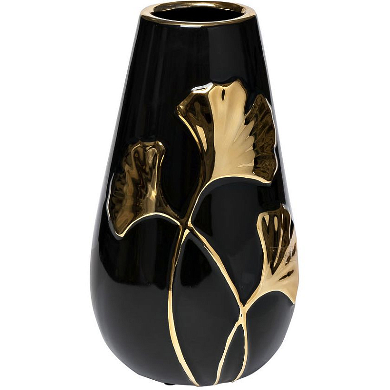 Ваза керамическая black with decor 24.5 Черный Золотой Ваза керамическая black with decor 24.5 Черный Золотой в Грозном | Loft Concept