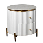 Тумбочка белая круглая с мраморной столешницей Thoroughbass варинант исполнения - 4 | Loft Concept в Грозном