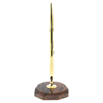 Ручка шариковая металлическая на восьмиугольной подставке из натурального камня Обсидиан Metal Stone Pens варинант исполнения - 1 | Loft Concept в Грозном