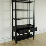 Стеллаж Elsa Dreams Black со стеклянными полками и ящиком варинант исполнения - 3 | Loft Concept в Грозном