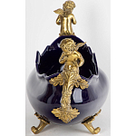 Чаша темно-синяя фарфоровая с бронзовыми ручками в виде ангелов Eden Garden варинант исполнения - 2 | Loft Concept в Грозном