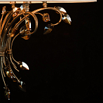 Люстра подвесная круглая с тканевым полупрозрачным абажуром и подвесками 6 ламп Gilded Elegance варинант исполнения - 7 | Loft Concept в Грозном