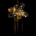 Люстра подвесная со стеклянными плафонами из дымчатого и золотистого с шестью вертикальными подвесками Gilded Mirage  варинант исполнения - 8 | Loft Concept в Грозном